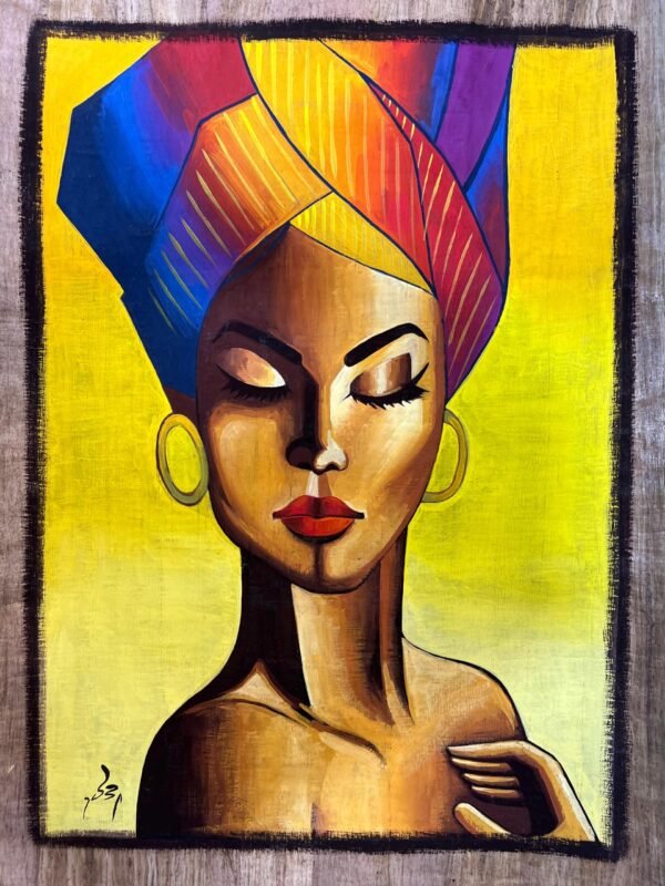 Woman Rainbow Headwrap Closed Eyes