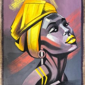 05 Woman Yellow Headwrap Grey Bg Portrait