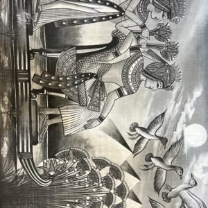 Ancient Egyptian Scene Bw Birds Pyramids