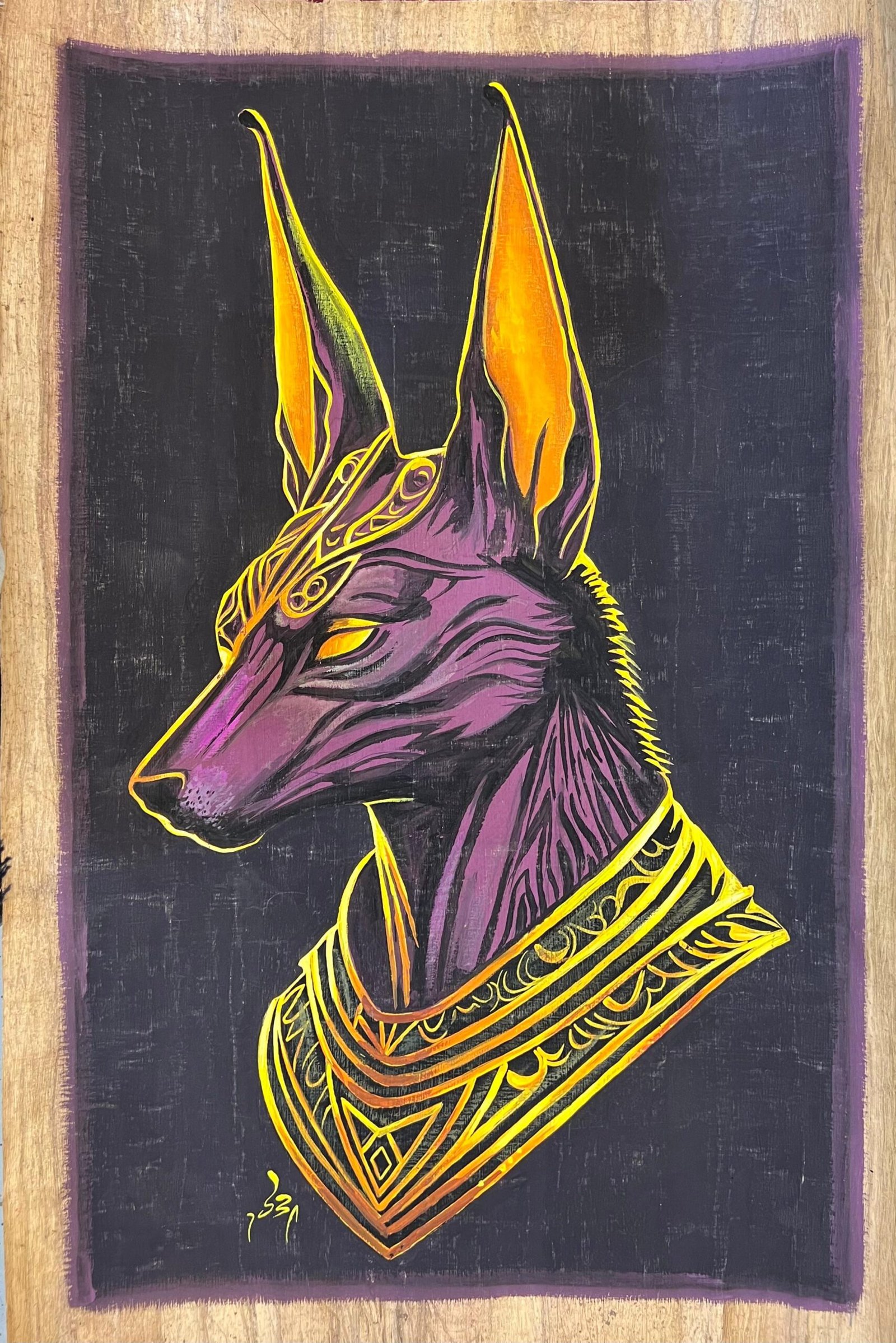 Anubis Purple Gold Outline Black Bg