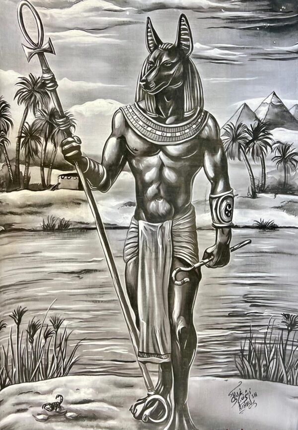 Anubis Standing Staff Nile Palms