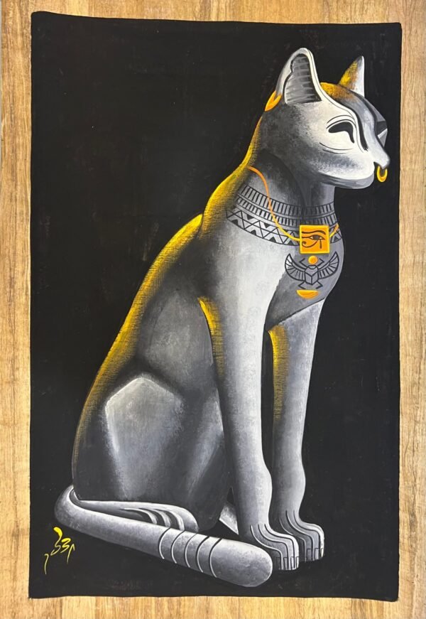 Bastet Grey Cat Statue Seated