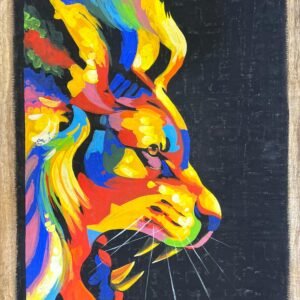Coloful Lion Head Black Bg