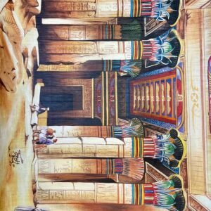 Egyptian Temple Hall Colorful Columns