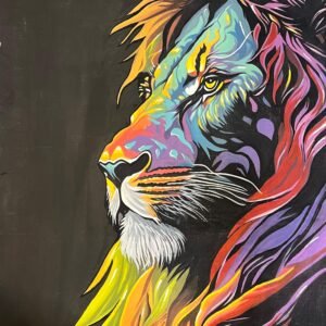 Lion Profile Rainbow Black Bg