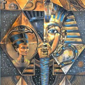 Nefertiti Tutankhamun Geometric Pyramids Gold