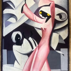 Nubian Woman Pink Dress Dancing Cubist