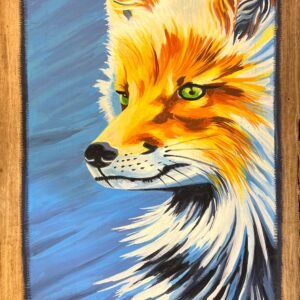 Orange Fox Blue Background
