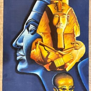 Pharaoh Blue Profile Golden Statue Family