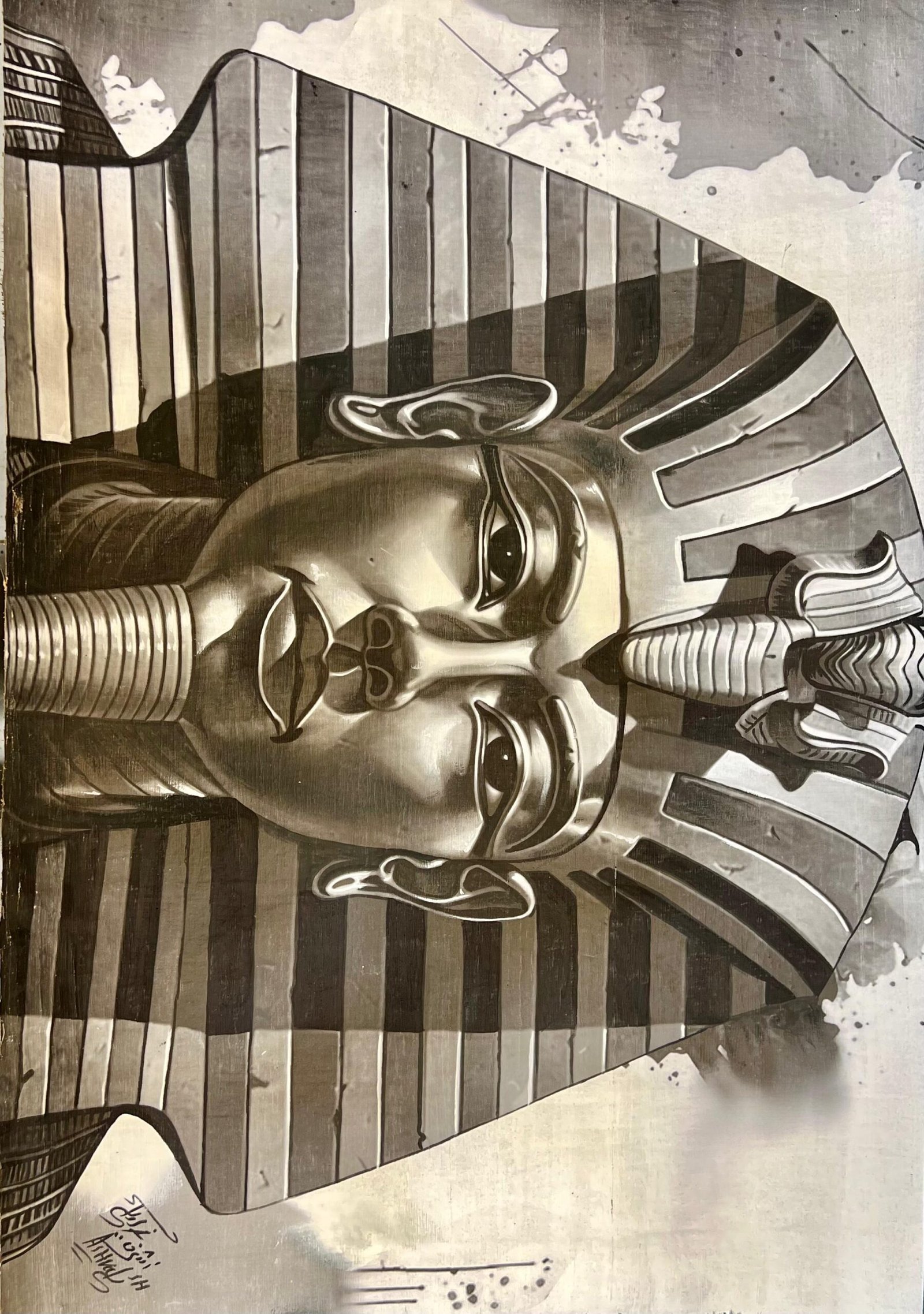 Pharaoh Mask Striped Nemes Grey