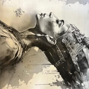 Pharaoh Reclining Face Bw Ink Splash