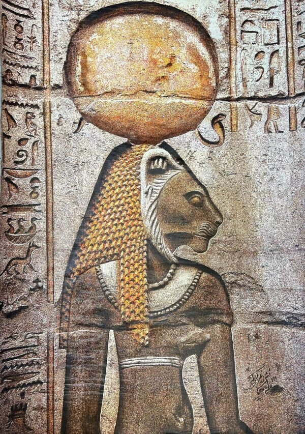 Sekhmet Stone Relief Sun Disk