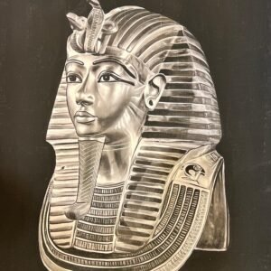 Tutankhamun Mask Silver Black Bg