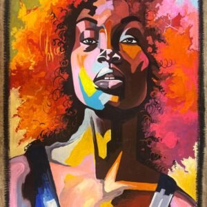 Woman Orange Afro Colorful Portrait